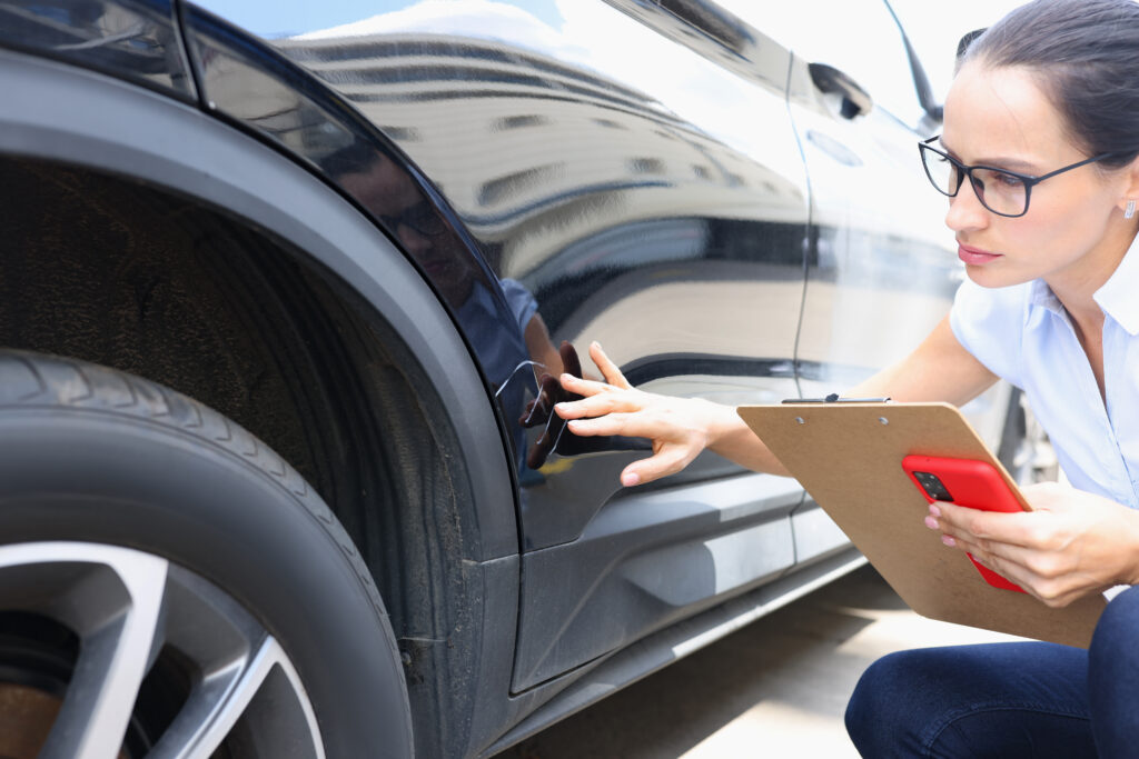 Scratched car inspection