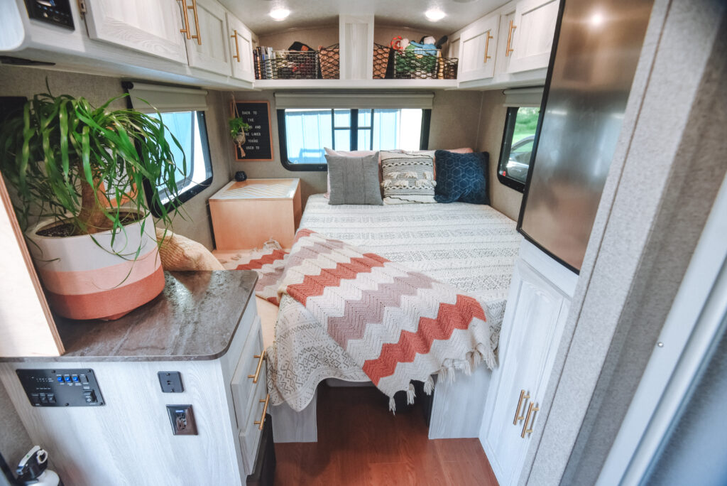 Modern caravan with well-decorated interior